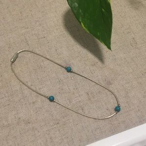 Silver and turquoise bead anklet